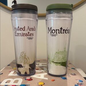Starbucks UAE and Montréal Travel Tumblers - Brown and Green